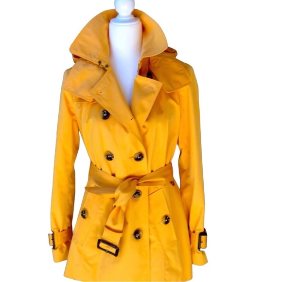 London Fog Jackets & Blazers - London Fog Double Breasted Trench Rain Coat Hooded Jacket Women's Size Small New